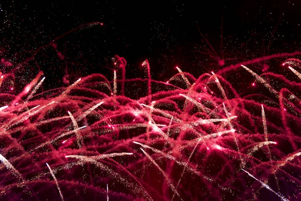 Espectáculo Fuegos Artificiales Coloridos Por Noche — Foto de Stock