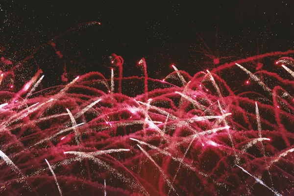 Espectáculo Fuegos Artificiales Coloridos Por Noche — Foto de Stock