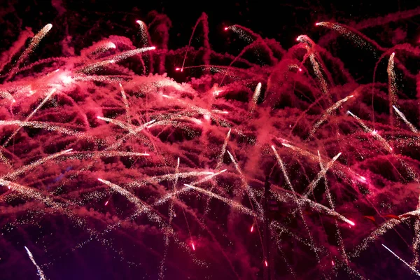 Espectáculo Fuegos Artificiales Coloridos Por Noche — Foto de Stock