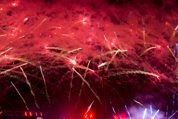 Colorful Fireworks show at night.