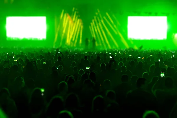 Concert Field Crowded People Stage Lights — Stock Photo, Image