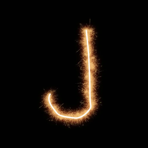 Letter Alphabet Written Squib Sparks Black Background — Stock Photo, Image