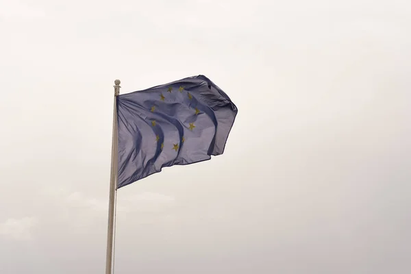 Europe union flag on a cloudy weather. union flag on a cloudy weather.