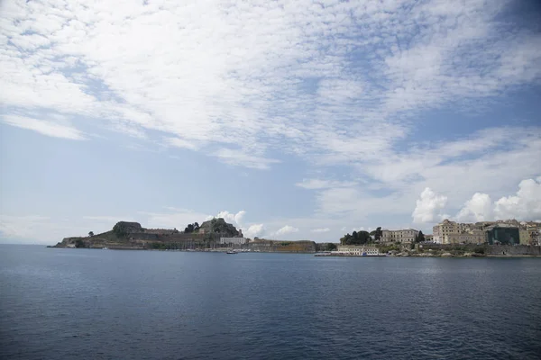 Landschaft Der Griechischen Insel Korfu Vom Meer Aus — Stockfoto