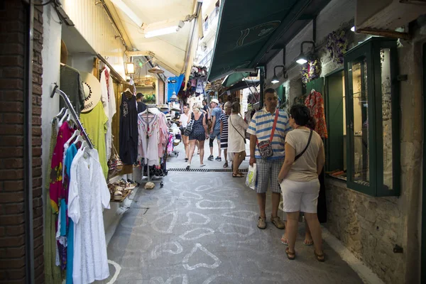 Parga Greece June 2018 Bazaar Parga Greece Tourists Shopping — Stock Photo, Image