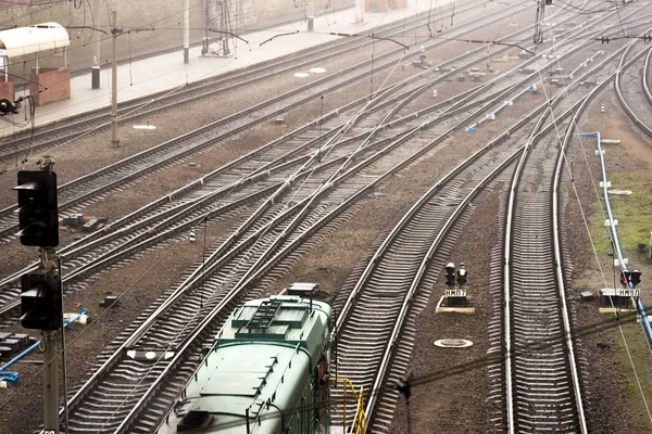 Charków Ukraina Grudzień 2017 Railroads Charkowie Mglisty Dzień — Zdjęcie stockowe