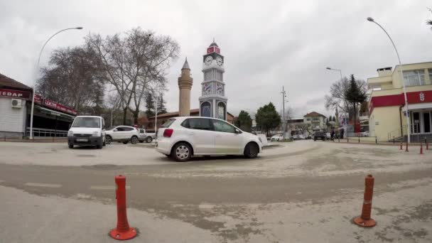 Iznik Turquia Fevereiro 2018 Vista Lapso Diurno Torre Relógio Iznik — Vídeo de Stock