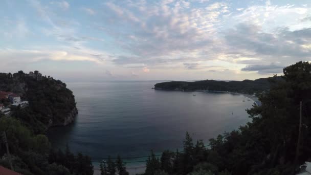 Utsikt Över Parga Grekland Till Kvällen Timelapse Filmen — Stockvideo