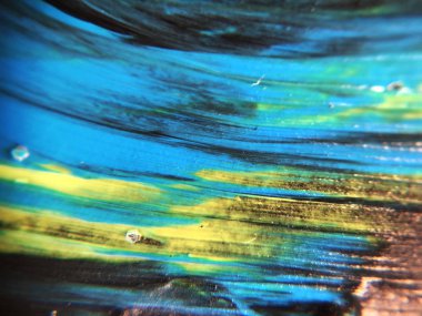 Mavi, yeşil ve sarı renkli soyut boya arka plan doku.