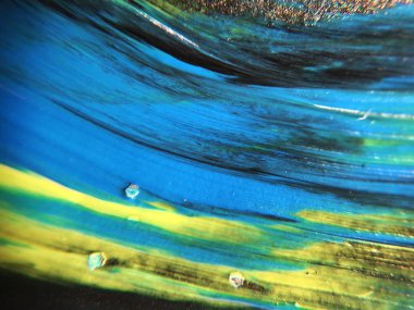 Mavi, yeşil ve sarı renkli soyut boya arka plan doku.