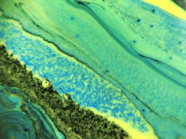 Mavi, yeşil ve sarı renkli soyut boya arka plan doku.