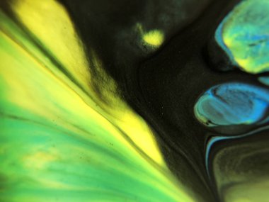 Mavi, yeşil ve sarı renkli soyut boya arka plan doku.