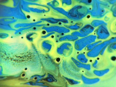 Mavi, yeşil ve sarı renkli soyut boya arka plan doku.