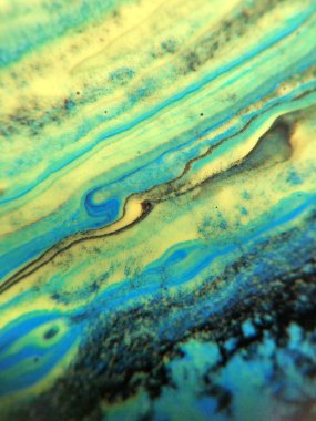 Mavi, yeşil ve sarı renkli soyut boya arka plan doku.