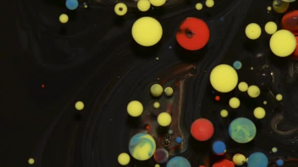 Peinture Acrylique Colorée Abstraite Fond Coulant Planètes Comme Les Bulles — Video