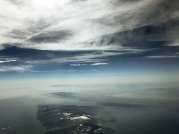 Landscape View Window Plane While Flight Izmir City Turkey — Stock Photo, Image