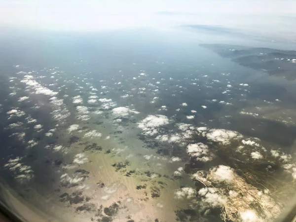 Landscape View Window Plane While Flight Izmir City Turkey — Stock Photo, Image