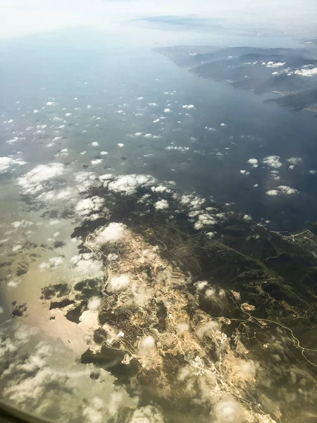 Landscape View Window Plane While Flight Izmir City Turkey — Stock Photo, Image