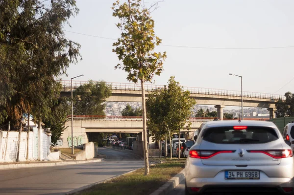 Izmir Turchia Agosto 2018 Metro Bridge Ingorgo Senza Treno Sul — Foto Stock