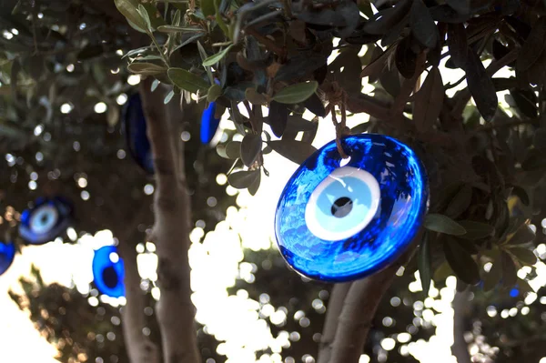 Amuletos Olhos Maus Pendurados Uma Árvore — Fotografia de Stock