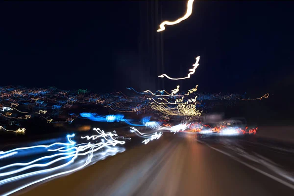 Sarhoş Bir Sürücü Gözleri Bir Görünüm Gibi Görünüyor Gece Uzun — Stok fotoğraf