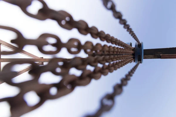 Rusty Chains Close Shot Blue Sky Background — Stock Photo, Image