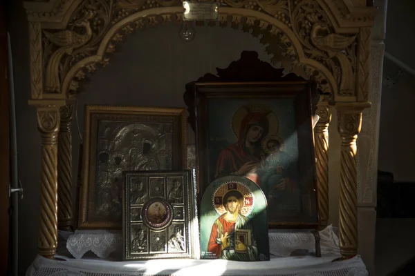 Ch 'deki Pyrgi Kilisesi' nde İsa ve Meryem portresi — Stok fotoğraf