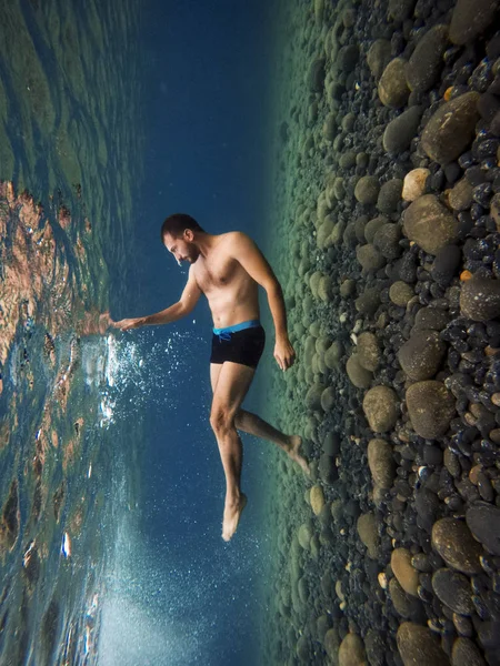 Underwater portrait of a man. — Stock Photo, Image