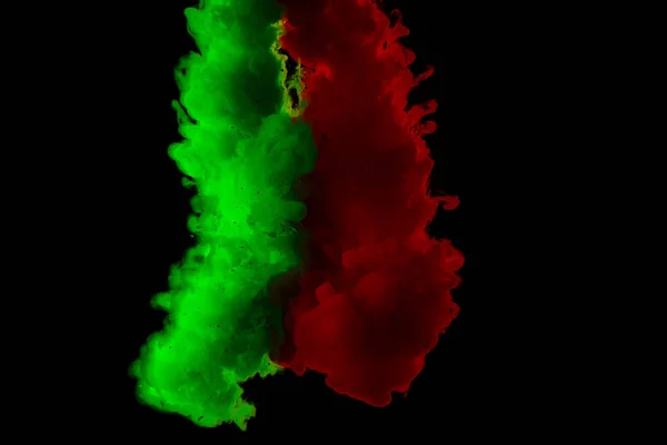 Zielony i czerwony kolorowy abstrakcyjny farba akrylowa spray na czarny — Zdjęcie stockowe