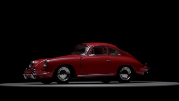 Izmir Truthahn Mai 2019 Rotes Porsche Carrera Spielzeugauto Auf Schwarzem — Stockvideo