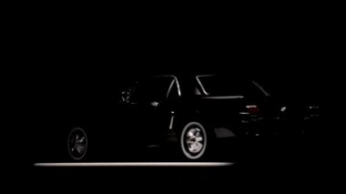 Izmir, Türkiye-30 Mart 2019. Siyah arka planda siyah Ford Mustang 260 oyuncak araba dönen.