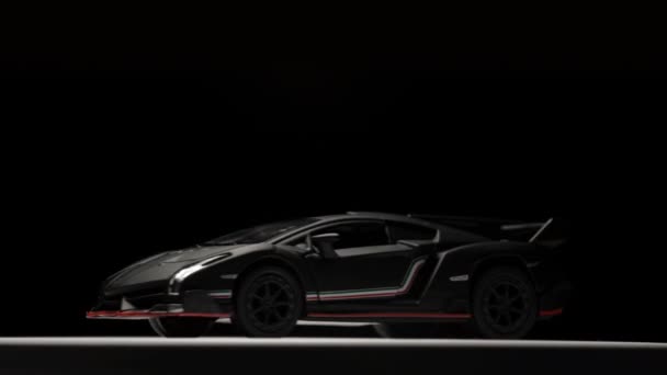 Izmir Turkey May 2019 Rotating Black Lamborghini Veneno Lp750 Toy — Stock Video