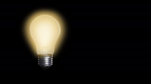Animated Light Bulb Black Background Bulb Comes Bottom Frame Comes — Stock Video