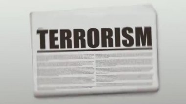 Döner ve Terörizm yazılı gazete bir degrade arka plan üzerinde animasyonlu.
