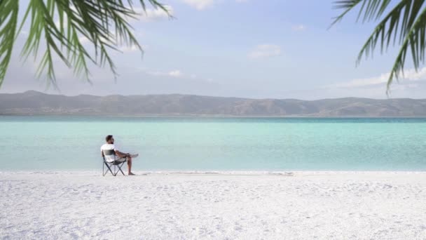 Salda Jeziora Jak Malediwy Białym Piaskiem Turkusową Kolorową Wodą Jeden — Wideo stockowe