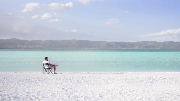 Λίμνη Salda Όπως Μαλδίβες Λευκή Άμμο Και Τιρκουάζ Νερά Ένας — Αρχείο Βίντεο