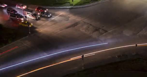 Bovenaanzicht Van Kruispunt Tijdverloop Met Zoom Beeldmateriaal — Stockvideo