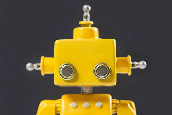 Portrait d'un robot mignon, jaune, fait main . — Photo