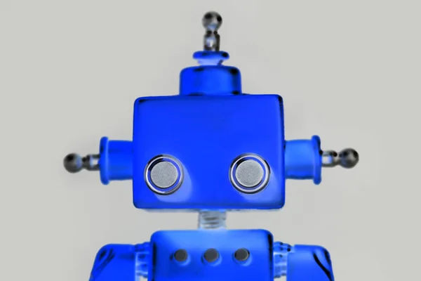 Portrait d'un robot mignon, bleu, fait main . — Photo