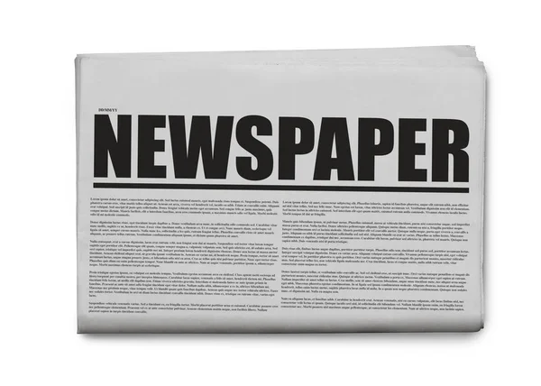 Newspaper written headlined newspaper isolated on a white backgr — Stock Photo, Image