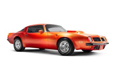 İzmir, Türkiye - 11 Temmuz 2020: Bir stüdyo çekiminde 1974 Pontiac Brand Trans 'ın yan görüntüsü.