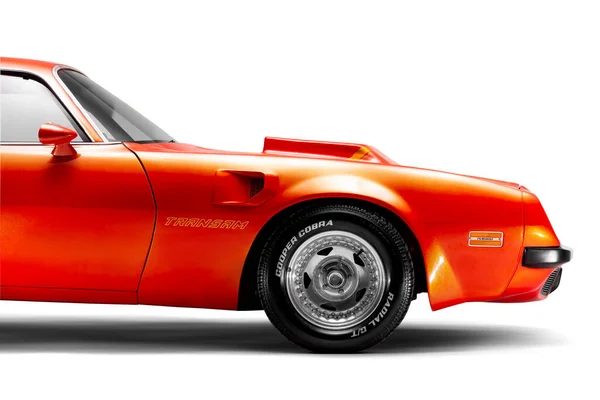 이즈미르 2020 오렌지 앞머리 1974 폰티액 트랜스 자동차의 스튜디오 — 스톡 사진