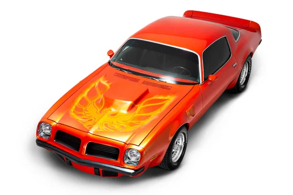 이즈미르 2020 오렌지 1974 폰티액 Brand Muscle Car White Background — 스톡 사진