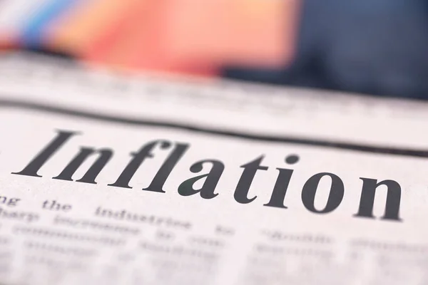 Inflation Written Newspaper Close Shot Text — Stock Photo, Image