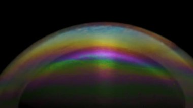 Renkli ve hareketli dokusu olan bir sabun köpüğünün yakın çekim görüntüleri.