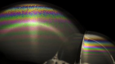 Bir sabunun yakın çekim görüntüleri birden fazla kabarcık yüzeyi renkli ve hareketli dokuyla.