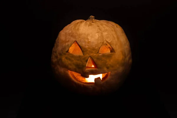 Jack Lantern Izolované Černém Pozadí Světlem Uvnitř — Stock fotografie