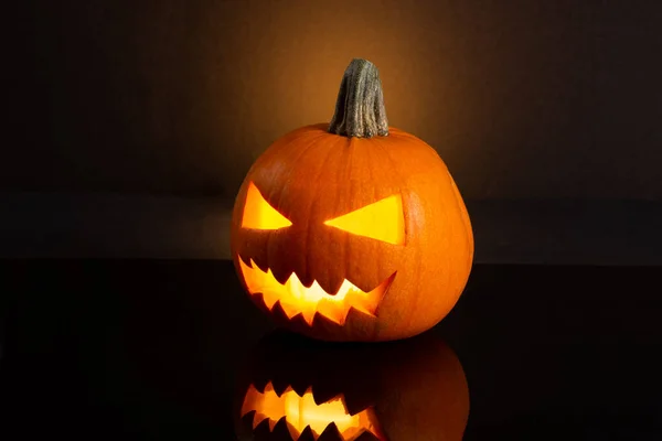 Jack Lantern Izolované Černém Pozadí Světlem Uvnitř — Stock fotografie