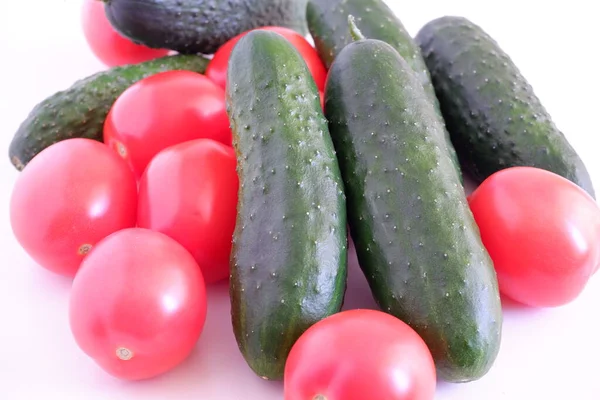Gemüse Gurken Tomaten Paprika Zucchini Auf Weißem Hintergrund Geeignet Für — Stockfoto