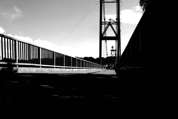 Footbridge Perspectiva Linear Representação Preto Branco — Fotografia de Stock